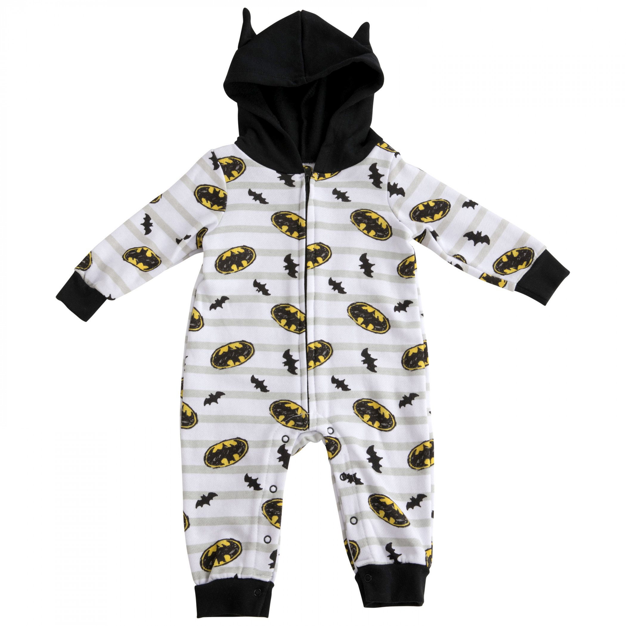 Batman Symbols Infant Hooded Fleece Coveralls with Ears-0-3 Months